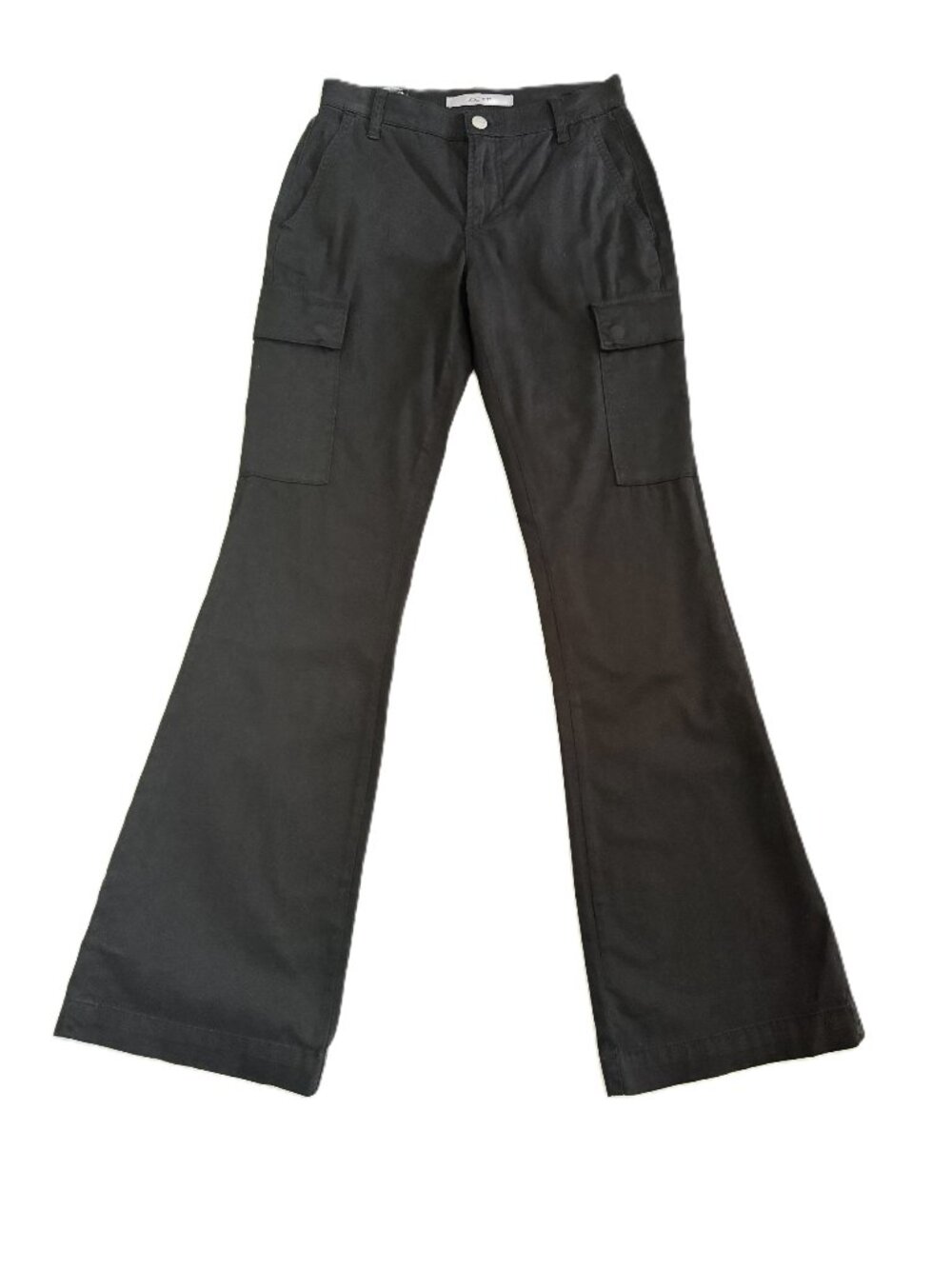 New Joe's Jeans Lightweight High Rise Wide Leg Stretch Black Cargo Pants Size 23